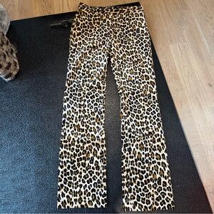 Frame straight leg velvet animal print pants